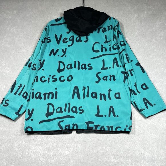 Vintage Mycra Pac Now Raincoat Jacket Adult 1 S/M Green Blck City Reversible - Picture 8 of 11